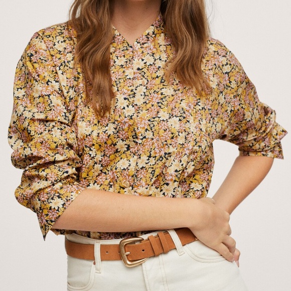 MNG Mango Cotton Floral Top size 6 - Picture 3 of 8